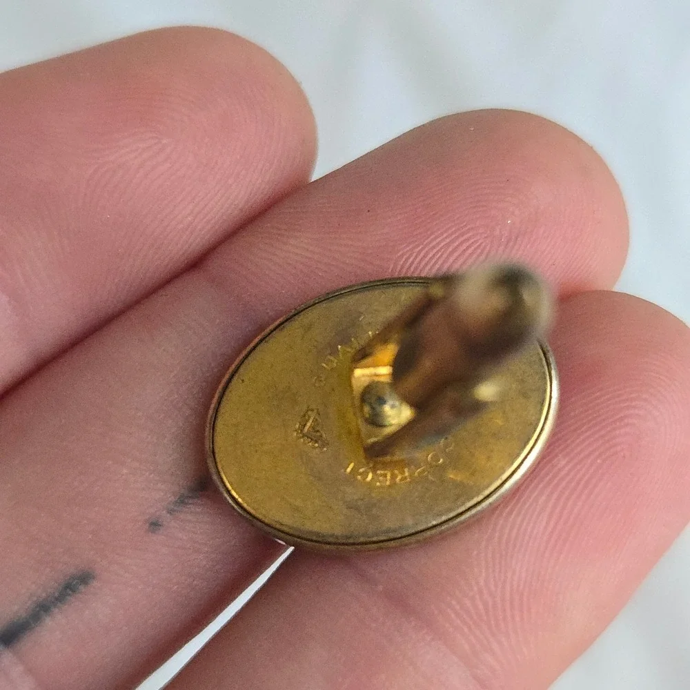 Vtg Correct Quality Cufflinks Gold Tone Mens OS Etched Oval Art Deco Pinstripe‎